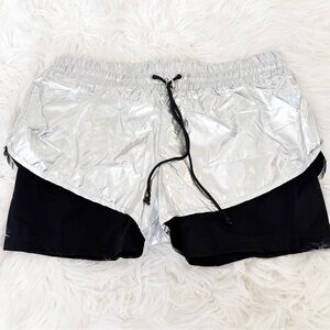 Lovers + Friends Silver and Black Athletic Shorts